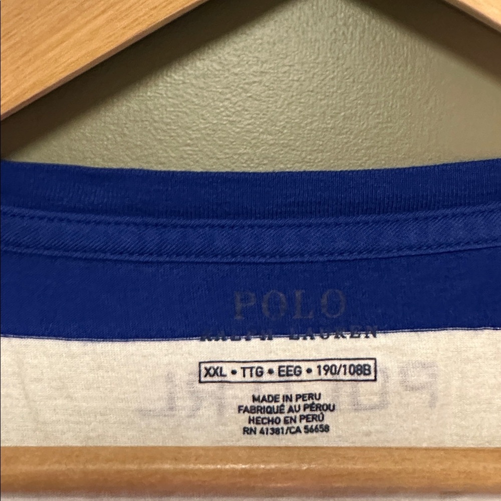 Polo by Ralph Lauren France Blue White Striped Jersey sz XXL - Picture 5 of 6